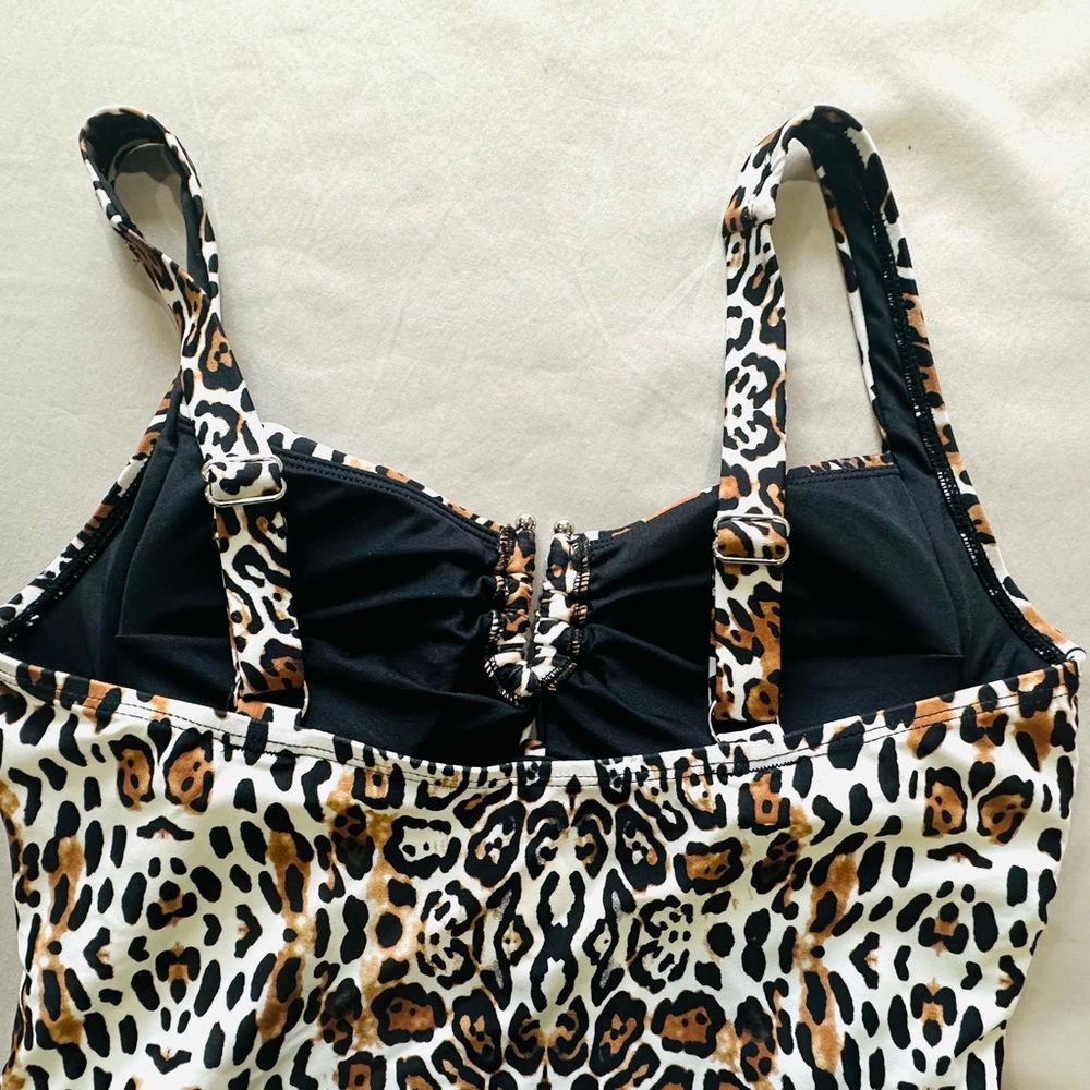 NWT Leopard Pring Tankini / Tummy Control Supportive Swim Top / Size Medium - Picture 5 of 12